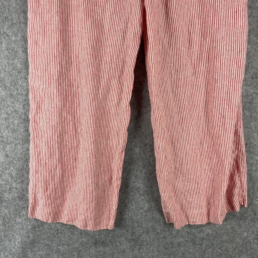 J.Crew Essential Wide Leg Linen Pant Womens 14 Red Striped Trouser High Rise - Picture 10 of 16